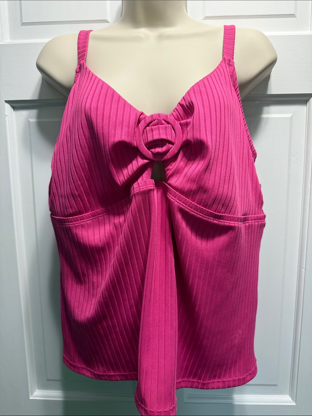 Freshwater pink ribbed bathing suit top